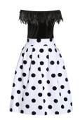 Falda  Blanca con Lunares Negros