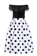 Falda  Blanca con Lunares Negros