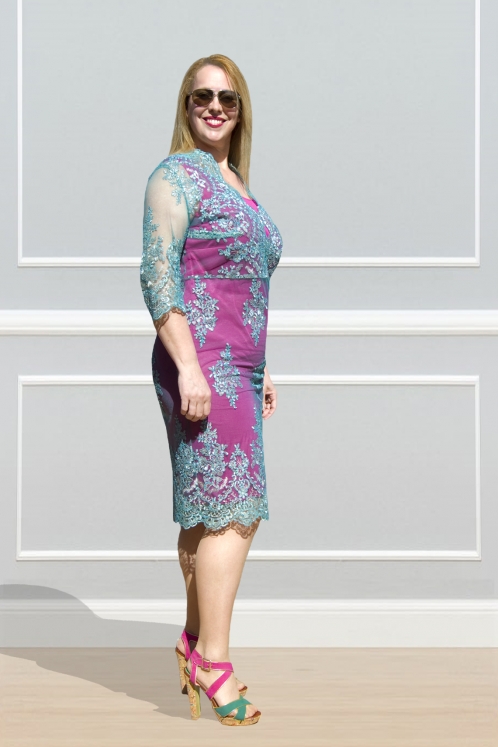 Vestido en Tul Bordado Rebrodé