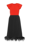 Falda Negra Midi con Plumas