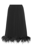 Falda Negra Midi con Plumas
