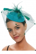 Tocado Verde con Plumas