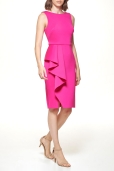 Vestido Fucsia falda drapeada cruzada