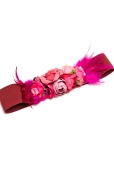Cinturón Granate con Flores y Plumas Buganvilla