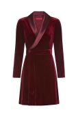 Vestido Terciopelo Borgoña cuello Esmoquin