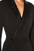 Vestido Negro Solapa Lentejuelas