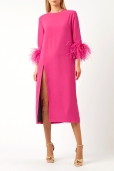 Vestido Fucsia con Plumas