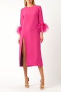 Vestido Fucsia con Plumas