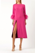 Vestido Fucsia con Plumas