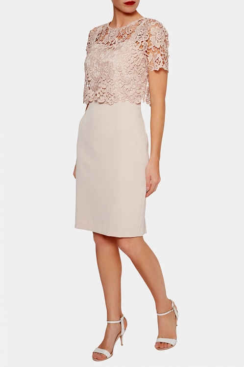 Vestido Rosa Champagne Bolero Guipur