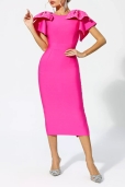 Vestido Fucsia Lazos con Perlas