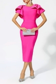 Vestido Fucsia Lazos con Perlas