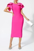 Vestido Fucsia Lazos con Perlas