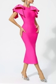 Vestido Fucsia Lazos con Perlas