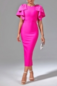 Vestido Fucsia Lazos con Perlas