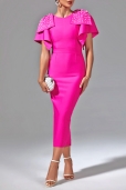 Vestido Fucsia Lazos con Perlas