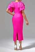 Vestido Fucsia Lazos con Perlas