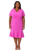 Vestido Fucsia cintura drapeada
