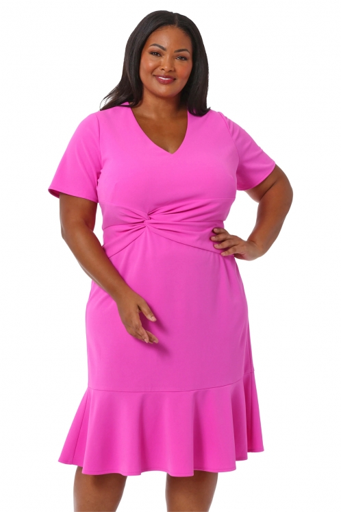 Vestido Fucsia cintura drapeada