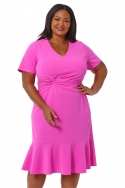 Vestido Fucsia cintura drapeada