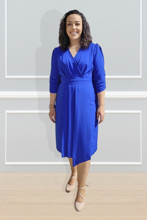 Vestido Cruzado Azul Eléctrico