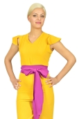 Mono Amarillo y Lazada Fucsia