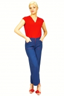 Pantalón Azul Pespuntes Rojos