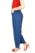 Pantalón Azul Pespuntes Rojos