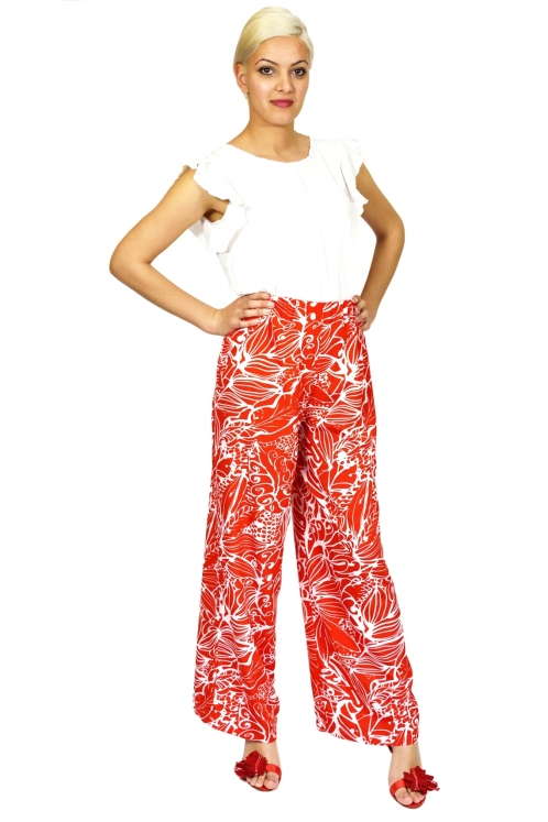 Pantalón Estampado Rojo y Blanco