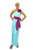Mono Agua Marina con Flor Fucsia y Lazo