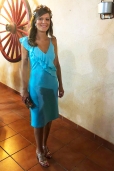 Vestido Agua/Marina con Volantes