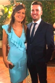 Vestido Agua/Marina con Volantes