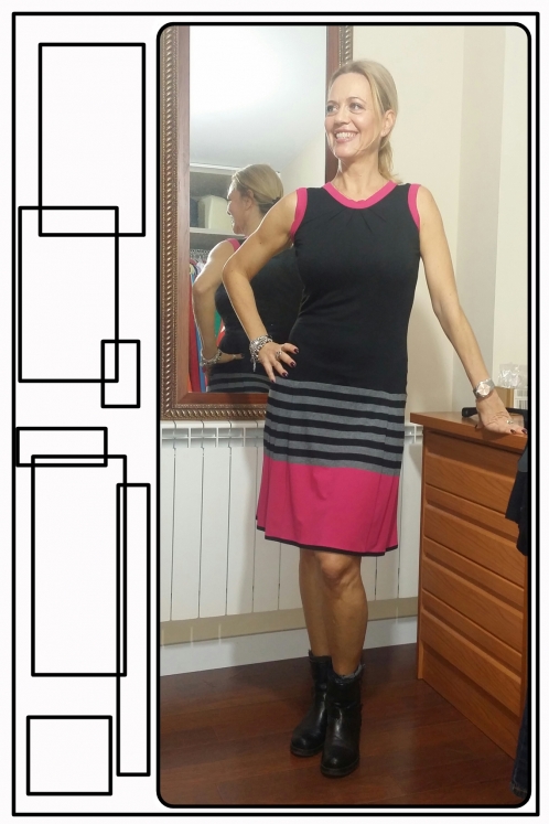 Vestido Negro con Rayas