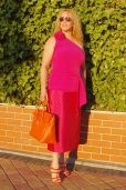 Falda Fucsia con Lunares Naranja