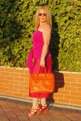 Falda Fucsia con Lunares Naranja